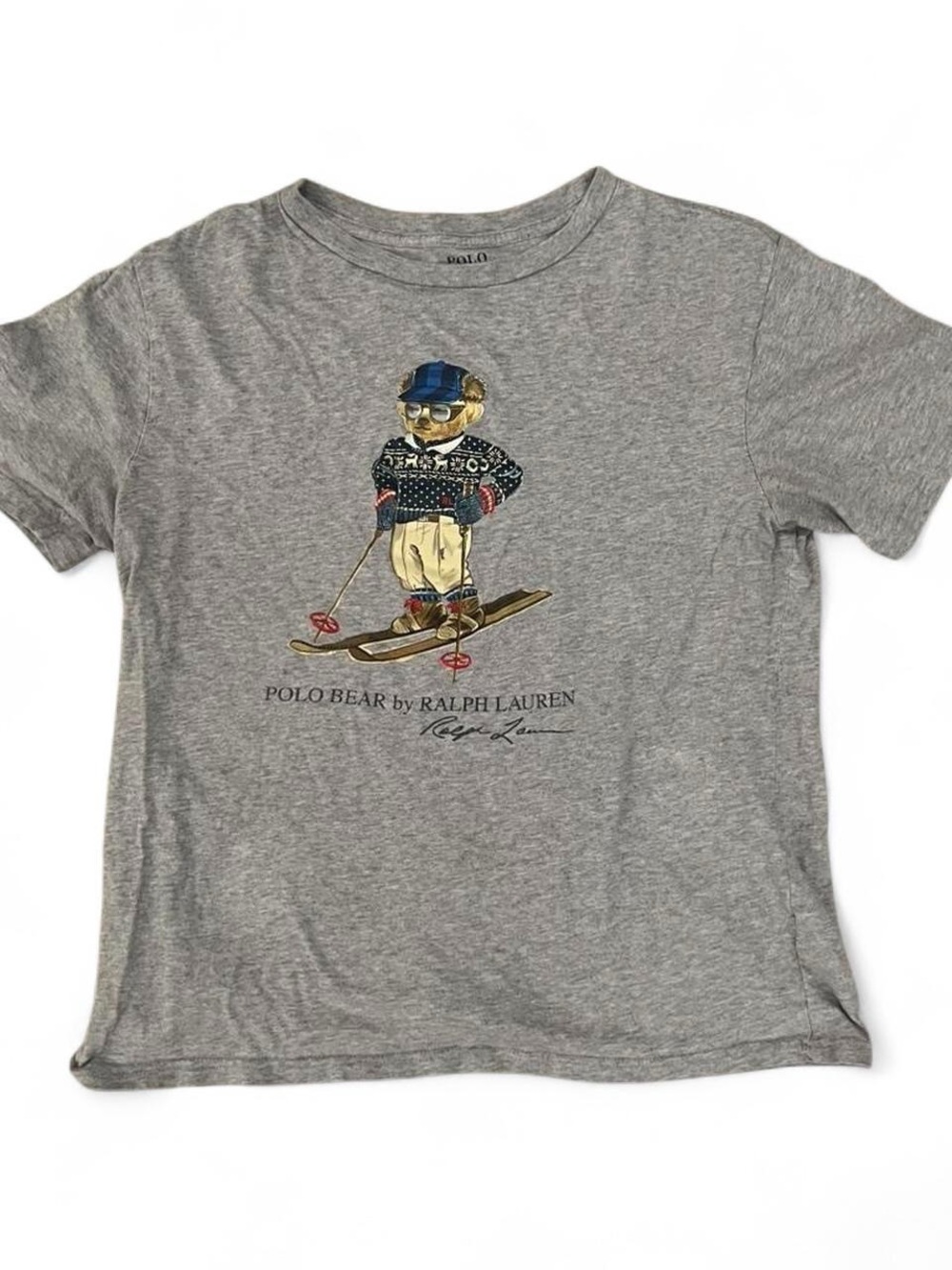 Ralph Lauren Gray Polo Bear Ski Graphic Tee